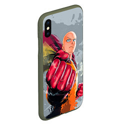 Чехол iPhone XS Max матовый One Punch Man Fist, цвет: 3D-темно-зеленый — фото 2