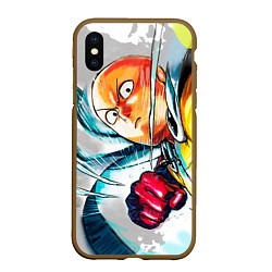 Чехол iPhone XS Max матовый One Punch Man Rage, цвет: 3D-коричневый