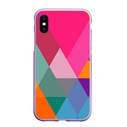 Чехол iPhone XS Max матовый Разноцветные полигоны, цвет: 3D-светло-сиреневый