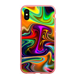 Чехол iPhone XS Max матовый Неоновые разводы, цвет: 3D-баблгам