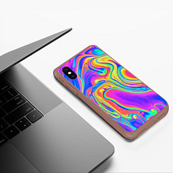 Чехол iPhone XS Max матовый Цветные разводы, цвет: 3D-коричневый — фото 2