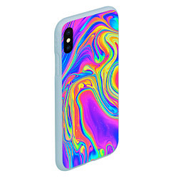 Чехол iPhone XS Max матовый Цветные разводы, цвет: 3D-голубой — фото 2