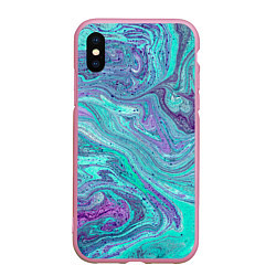 Чехол iPhone XS Max матовый Смесь красок, цвет: 3D-розовый