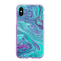 Чехол iPhone XS Max матовый Смесь красок, цвет: 3D-сиреневый