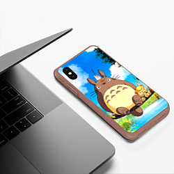 Чехол iPhone XS Max матовый Тоторо и компания, цвет: 3D-коричневый — фото 2