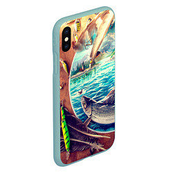 Чехол iPhone XS Max матовый Истинный рыболов, цвет: 3D-мятный — фото 2