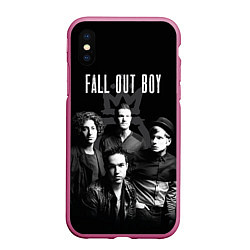 Чехол iPhone XS Max матовый Fall out boy band, цвет: 3D-малиновый