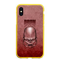 Чехол iPhone XS Max матовый DOOM Skull, цвет: 3D-желтый