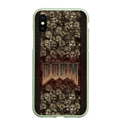 Чехол iPhone XS Max матовый DOOM Skulls, цвет: 3D-салатовый