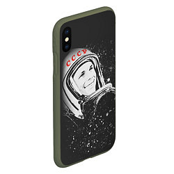 Чехол iPhone XS Max матовый Гагарин в космосе, цвет: 3D-темно-зеленый — фото 2
