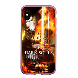 Чехол iPhone XS Max матовый Dark Souls War, цвет: 3D-малиновый