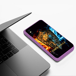 Чехол iPhone XS Max матовый Dark Souls: Lion Shield, цвет: 3D-фиолетовый — фото 2