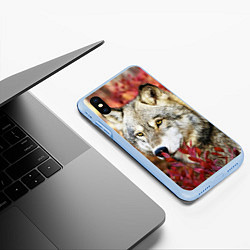 Чехол iPhone XS Max матовый Волк в кустах, цвет: 3D-голубой — фото 2