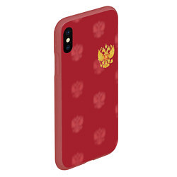 Чехол iPhone XS Max матовый Сборная России по футболу, цвет: 3D-красный — фото 2
