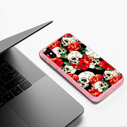 Чехол iPhone XS Max матовый Черепки и розы, цвет: 3D-баблгам — фото 2