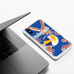 Чехол iPhone XS Max матовый Волейбол играют все, цвет: 3D-белый — фото 2