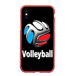 Чехол iPhone XS Max матовый Волейбольный мяч российский триколор