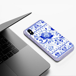 Чехол iPhone XS Max матовый Гжель 2, цвет: 3D-светло-сиреневый — фото 2