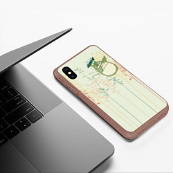 Чехол iPhone XS Max матовый Тоторо, цвет: 3D-коричневый — фото 2