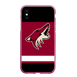 Чехол iPhone XS Max матовый Arizona Coyotes, цвет: 3D-малиновый