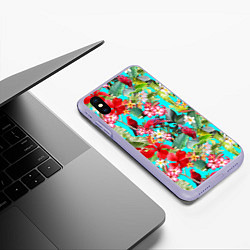 Чехол iPhone XS Max матовый Тропический мир, цвет: 3D-светло-сиреневый — фото 2