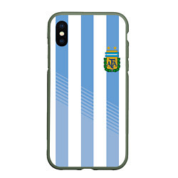 Чехол iPhone XS Max матовый Сборная Аргентины: ЧМ-2018, цвет: 3D-темно-зеленый