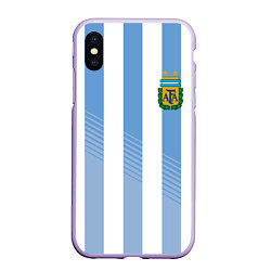 Чехол iPhone XS Max матовый Сборная Аргентины: ЧМ-2018, цвет: 3D-светло-сиреневый
