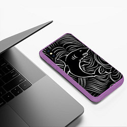Чехол iPhone XS Max матовый Акула в в морской пучине, цвет: 3D-фиолетовый — фото 2