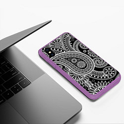 Чехол iPhone XS Max матовый Paisley, цвет: 3D-фиолетовый — фото 2