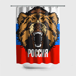 Шторка для душа Россия - агрессивный медведь, цвет: 3D-принт