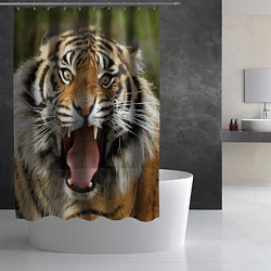 Шторка для душа Удивленный тигр, цвет: 3D-принт — фото 2