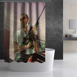 Шторка для душа GTA 5: Trevor with a gun, цвет: 3D-принт — фото 2