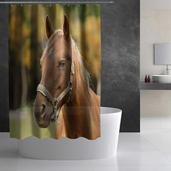 Шторка для душа Взгляд лошади, цвет: 3D-принт — фото 2