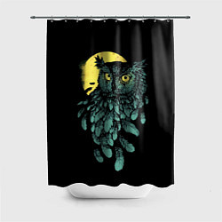 Шторка для ванной Филин - светящиеся глаза