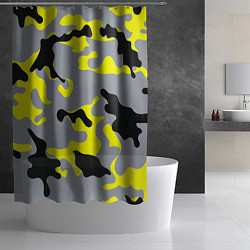 Шторка для душа Yellow & Grey Camouflage, цвет: 3D-принт — фото 2