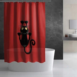 Шторка для душа Черный кот, цвет: 3D-принт — фото 2
