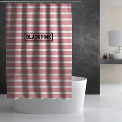 Шторка для душа Black Pink: Striped Geometry, цвет: 3D-принт — фото 2