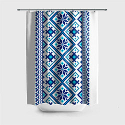 Шторка для ванной Орнамент Руси: синий