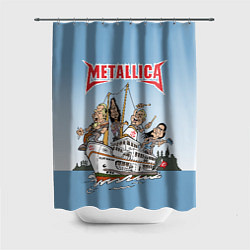 Шторка для душа Metallica - музыканты на карабле, цвет: 3D-принт