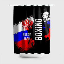 Шторка для душа Boxing Russia Team и герб РФ, цвет: 3D-принт