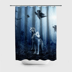 Шторка для душа Волки в тёмном лесу, цвет: 3D-принт