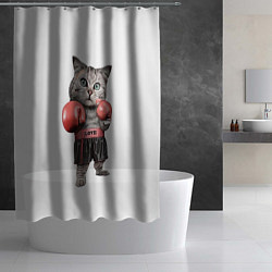 Шторка для душа Кот боксёр, цвет: 3D-принт — фото 2