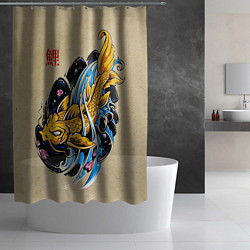 Шторка для душа Золотая рыба кои, цвет: 3D-принт — фото 2