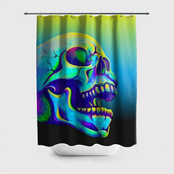 Шторка для душа Neon skull, цвет: 3D-принт