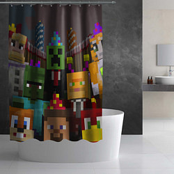 Шторка для душа Minecraft - characters - video game, цвет: 3D-принт — фото 2