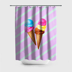 Шторка для душа Мороженое графический фон, цвет: 3D-принт