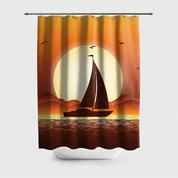 Шторка для душа Кораблик на закате, цвет: 3D-принт