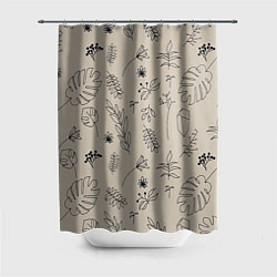 Шторка для ванной Цветы и листья