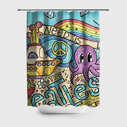 Шторка для душа All you need is The Beatles, цвет: 3D-принт