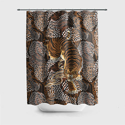 Шторка для душа Тигр в засаде, цвет: 3D-принт